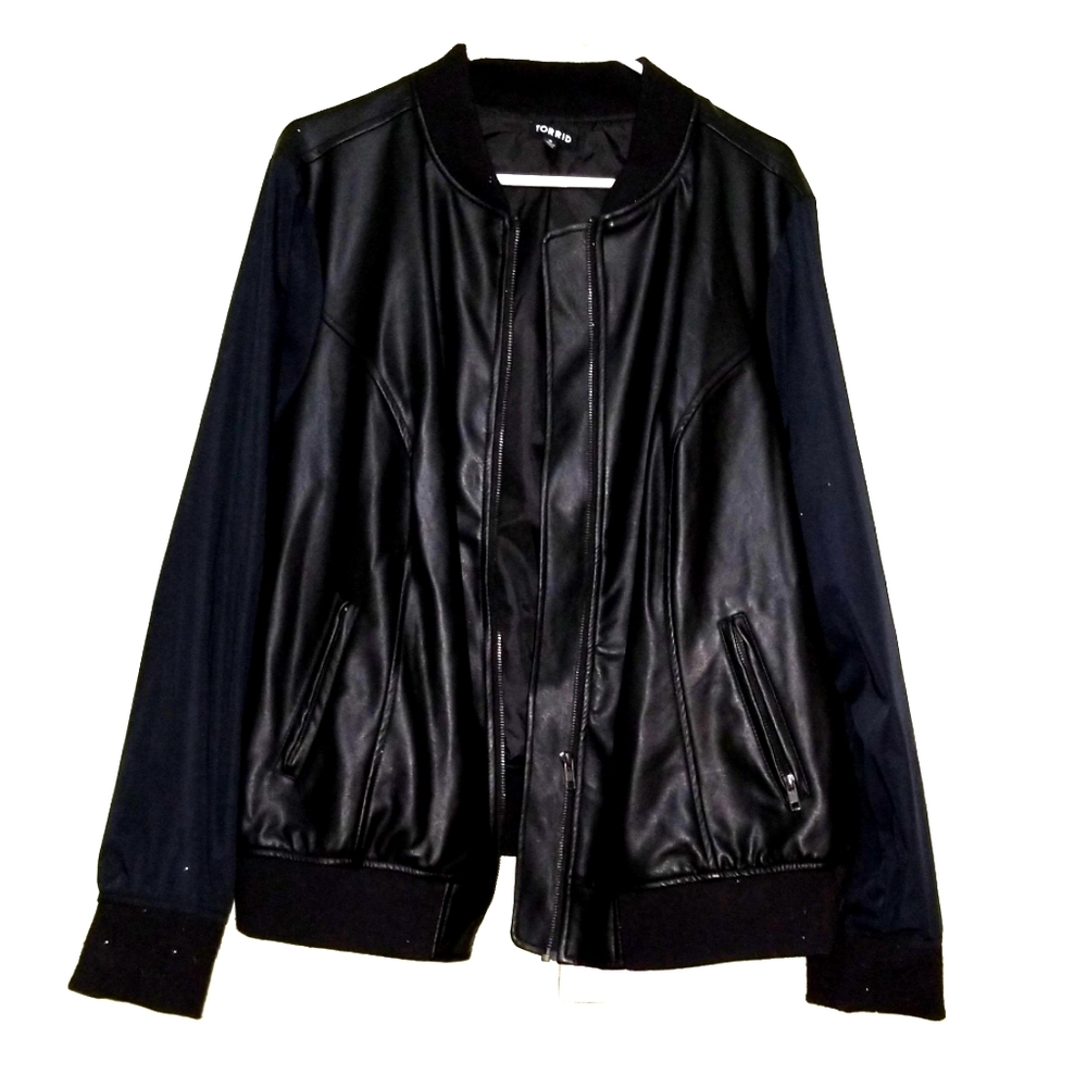 Torrid faux leather jacket w/embroidered Dragon